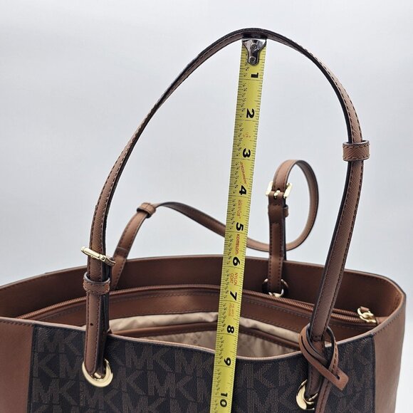Michael Kors Walsh MK Logo Handbag Tote Purse Brown Tan Gold MSRP $278 - Picture 13 of 16